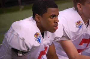 Jamyest Williams on the bench during National Championship