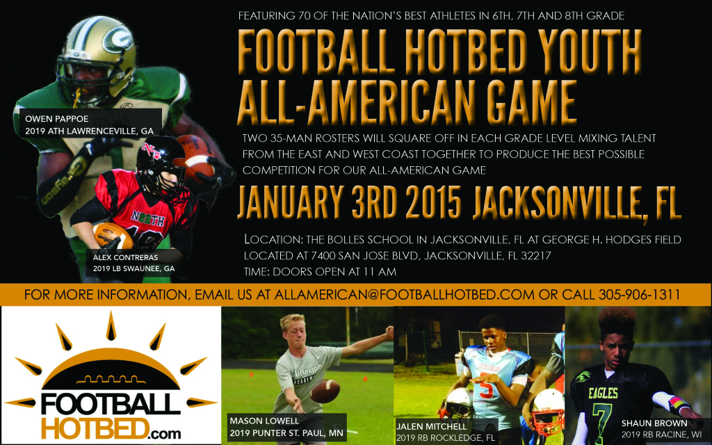 Football Hotbed Youth All American Game Jacksonville, FL 2015 Flyer