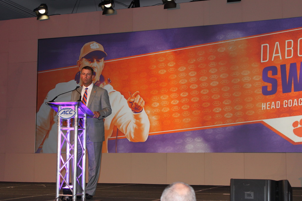 Dabo Swinney, photo credit Brandon Odoi at ACC Media Day 2016